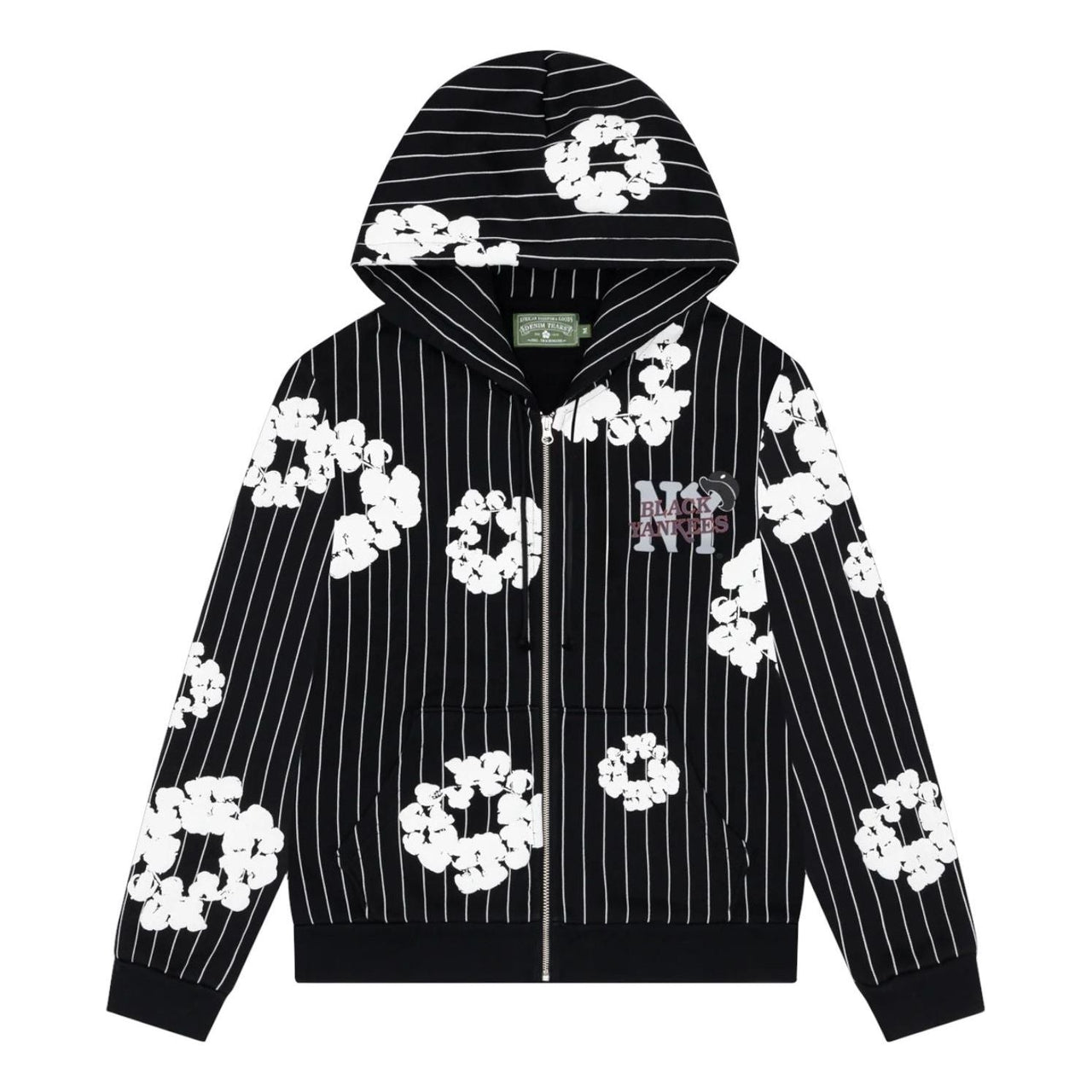 Denim Tears Pinstripe Wreath Zip Hoodie 'Black' FW25TZH11262291