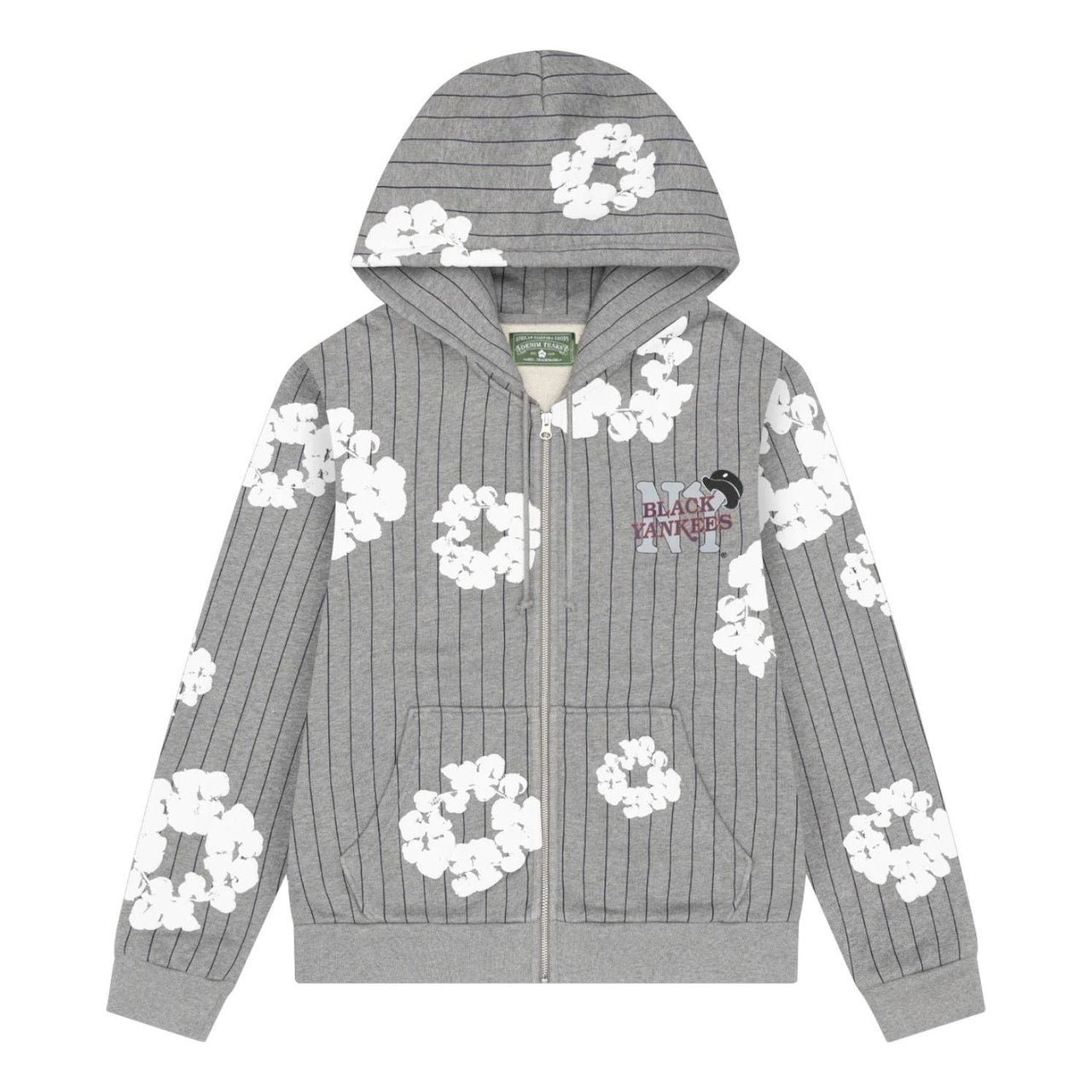 Denim Tears Pinstripe Wreath Zip Hoodie 'Grey' FW25TZH11262027
