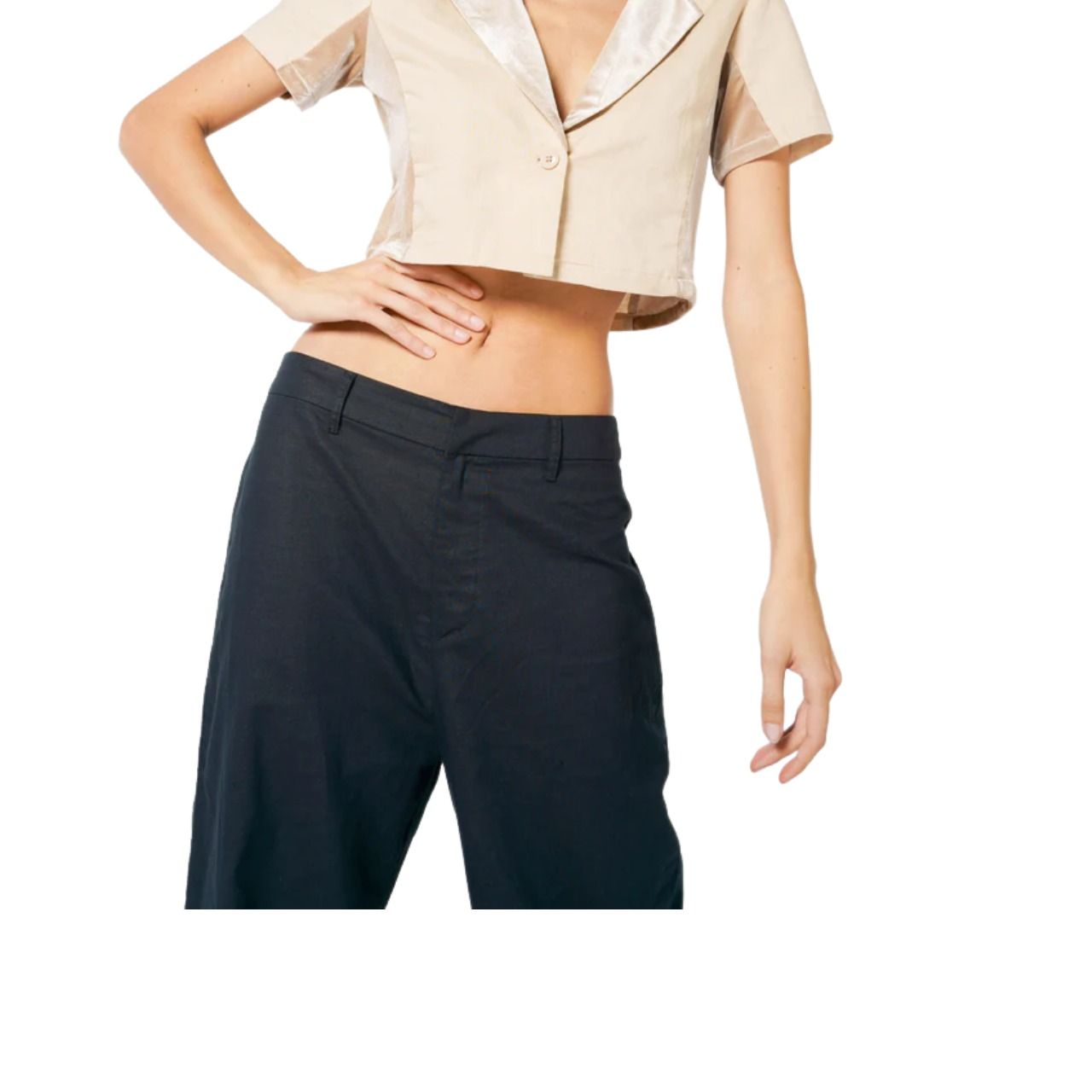 (WMNS) House of Cenmar Linen High Waist Pants 'Black' HOC-LPK