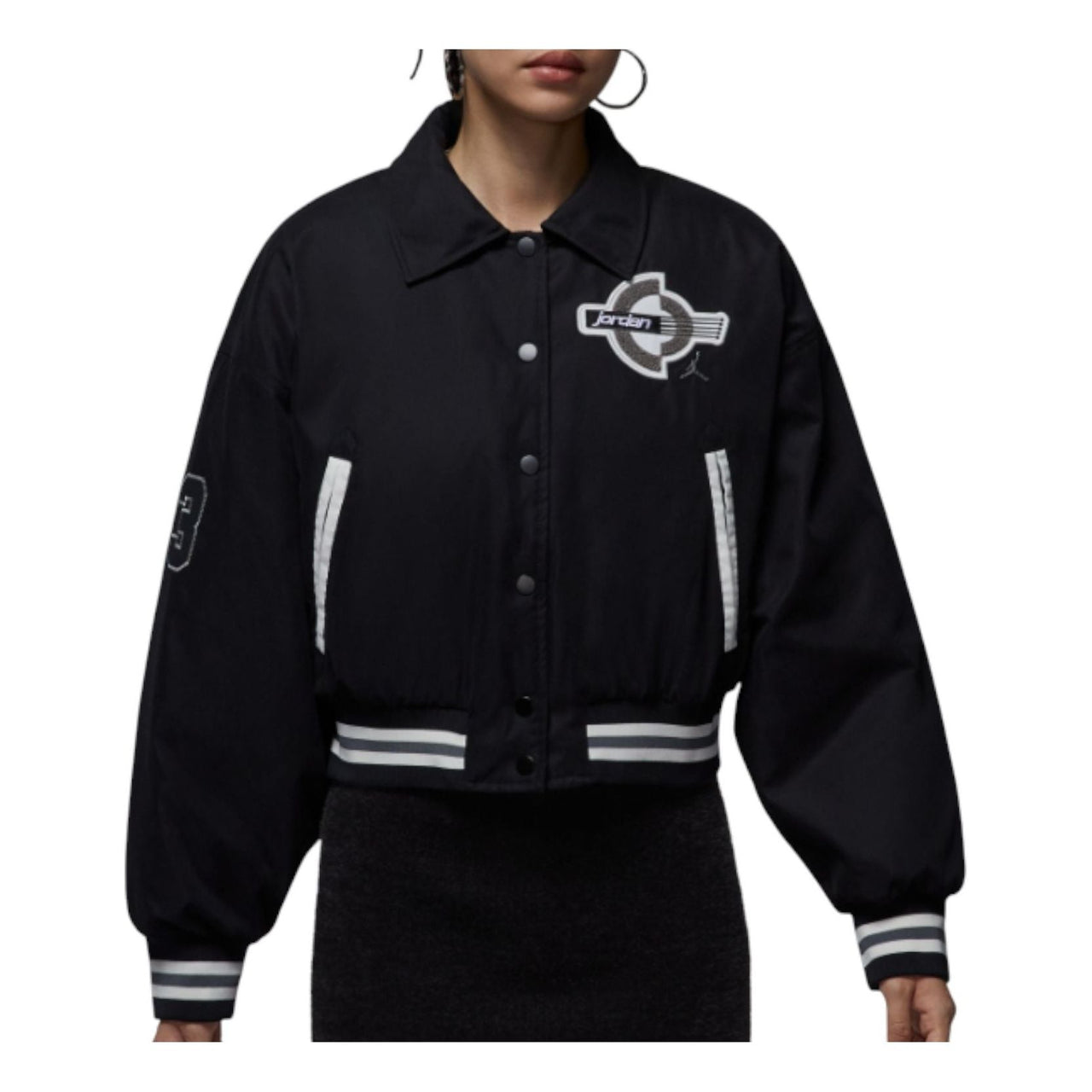 (WMNS) Air Jordan Brooklyn Therma-Fit Varsity Jacket 'Black' HV0404-010
