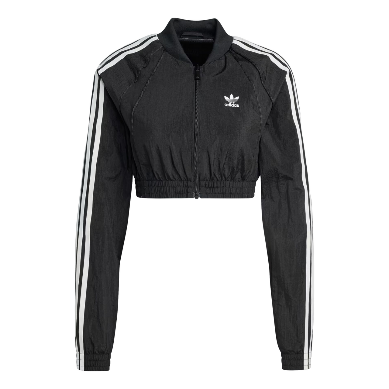 (WMNS) adidas Slim Crop Track Top Asia Sizing 'Black' IW5484