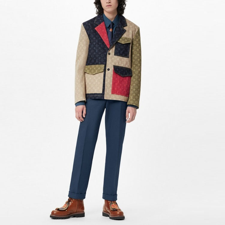 LOUIS VUITTON X Nigo Monogram Colorblock Tailored Denim Jacket