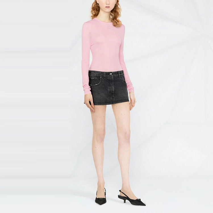 PRADA Denim Washed Ultra Mini Skirt 'Black'