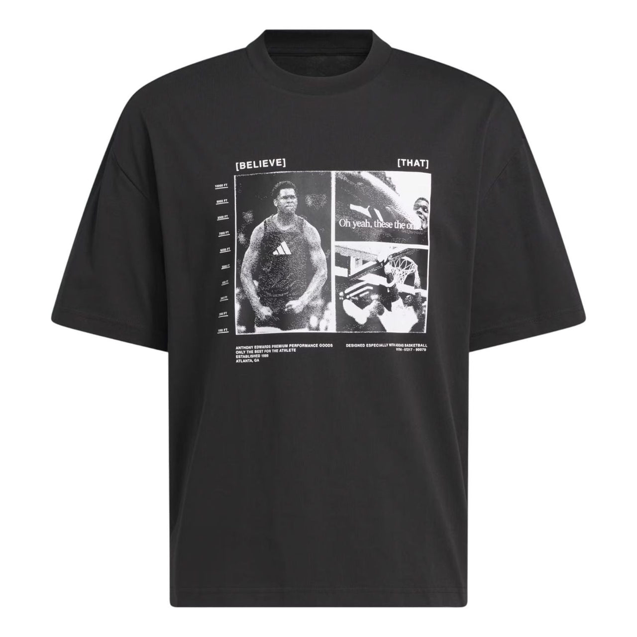 adidas Anthony Edwards Tee Asia Sizing 'Black Acid Red' JW2931