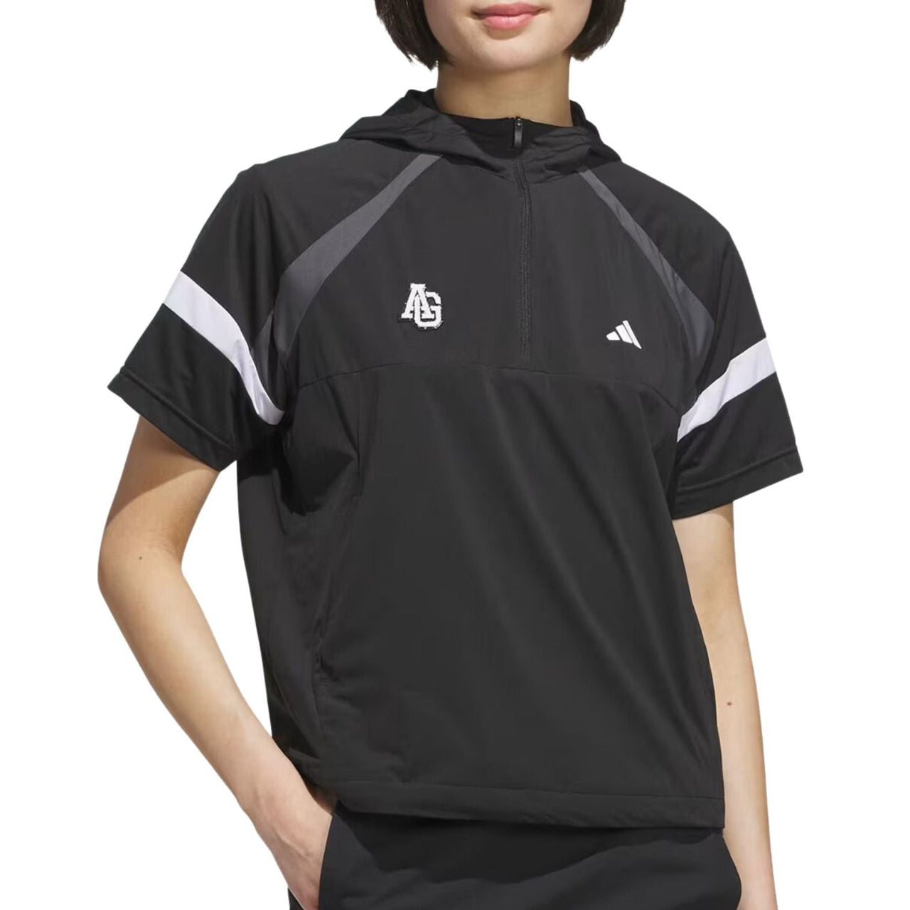 (WMNS) adidas Half-Zip Hooded Anorak Jacket Asia Sizing 'Black' KG0145