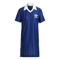 (WMNS) adidas Originals Knit Collar Short Sleeve Dress Asia Sizing 'Dark Blue' IR7467