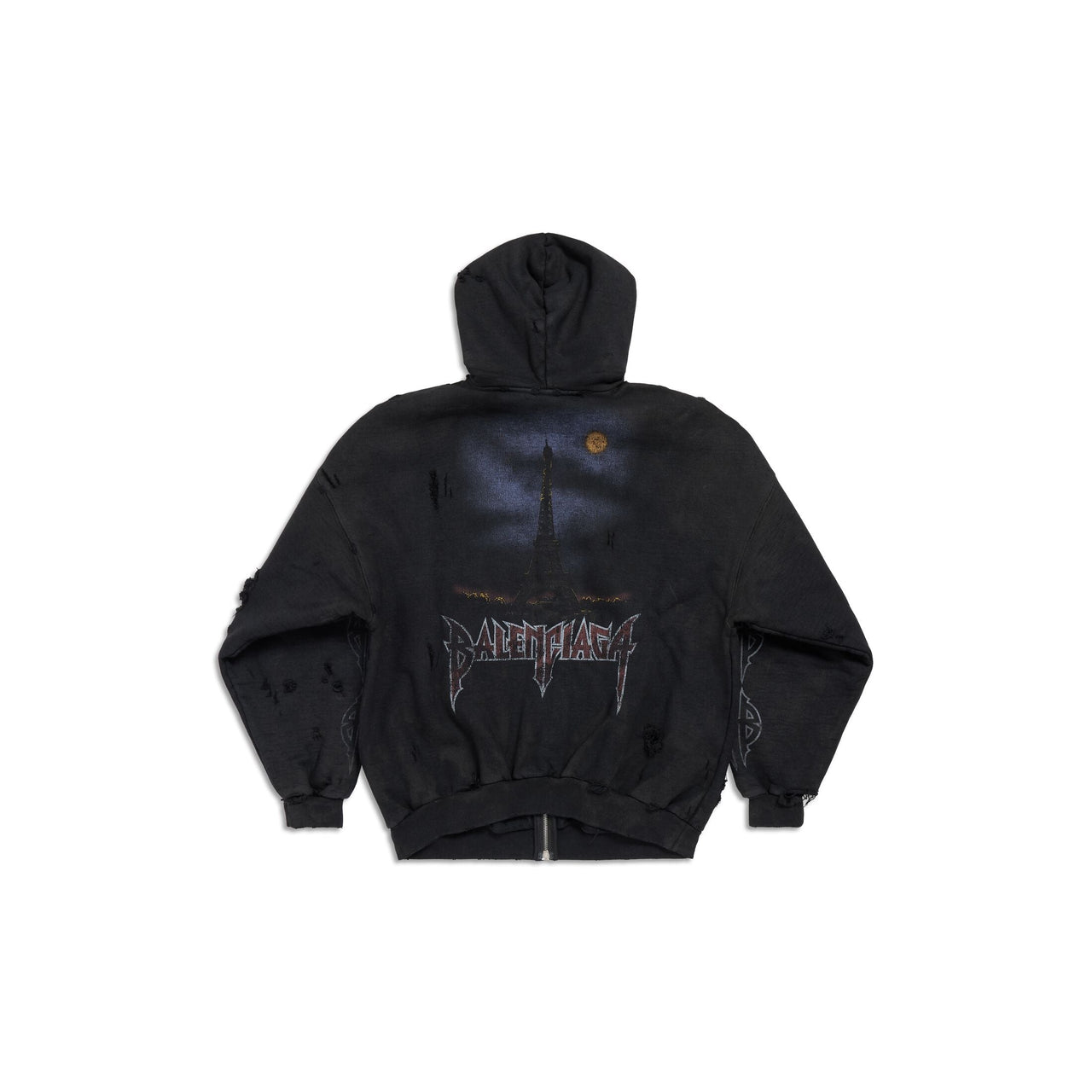 (WMNS) Balenciaga Paris Moon Outerwear Zip-up Hoodie Oversized 'Black' 744444TOVE51055