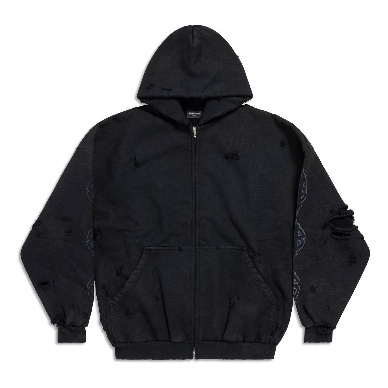 (WMNS) Balenciaga Paris Moon Outerwear Zip-up Hoodie Oversized 'Black' 744444TOVE51055