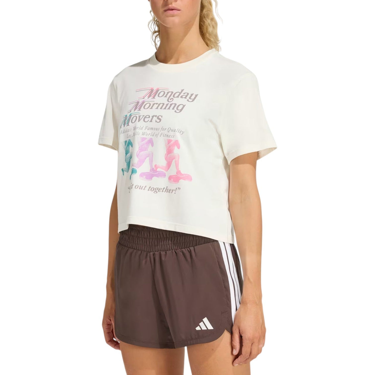 (WMNS) adidas x Les Mills Movers Graphic T-Shirt 'Off White' KS0086