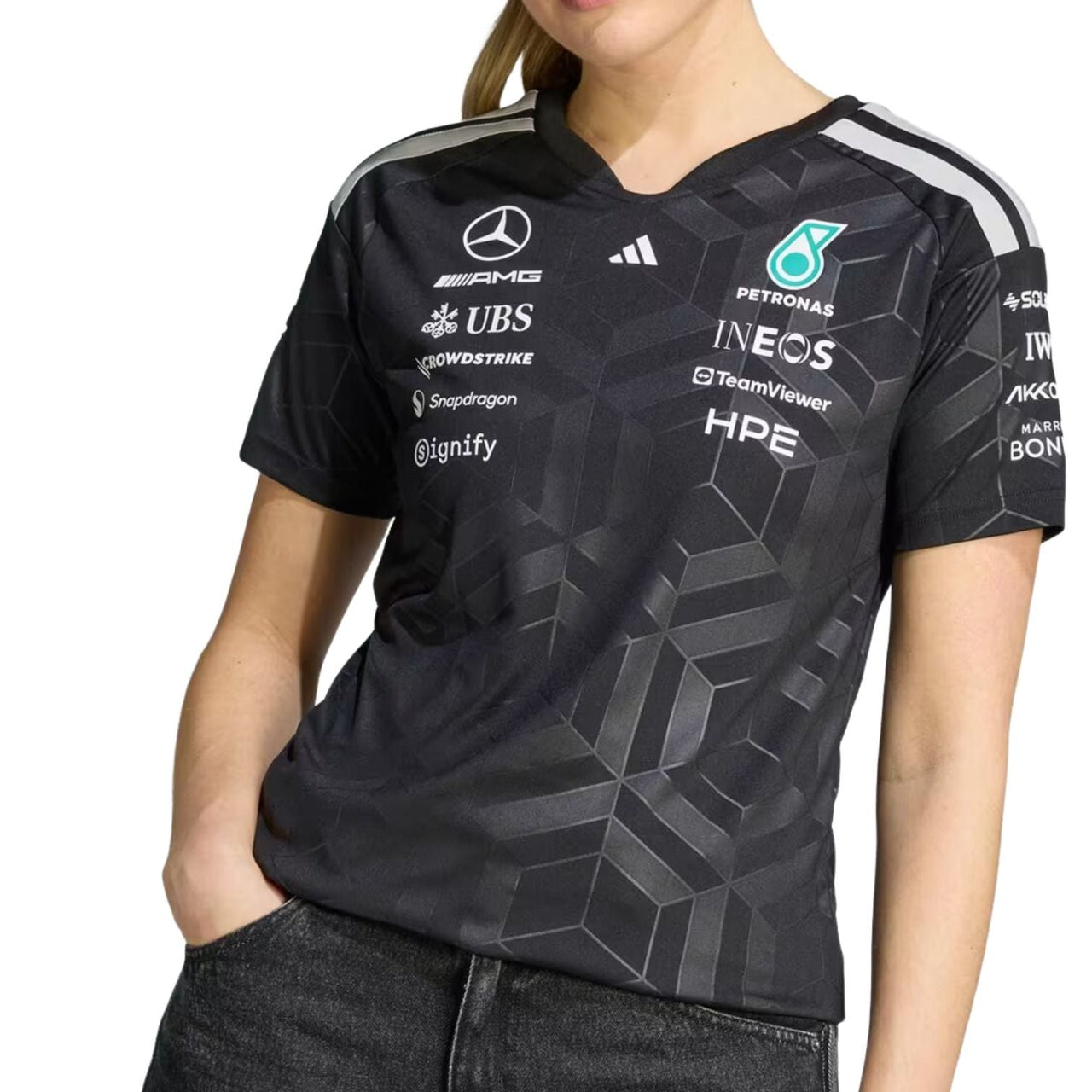 (WMNS) adidas x Mercedes AMG Petronas Formula 1 Team Driver Jersey Asia Sizing 'Black' KF0162
