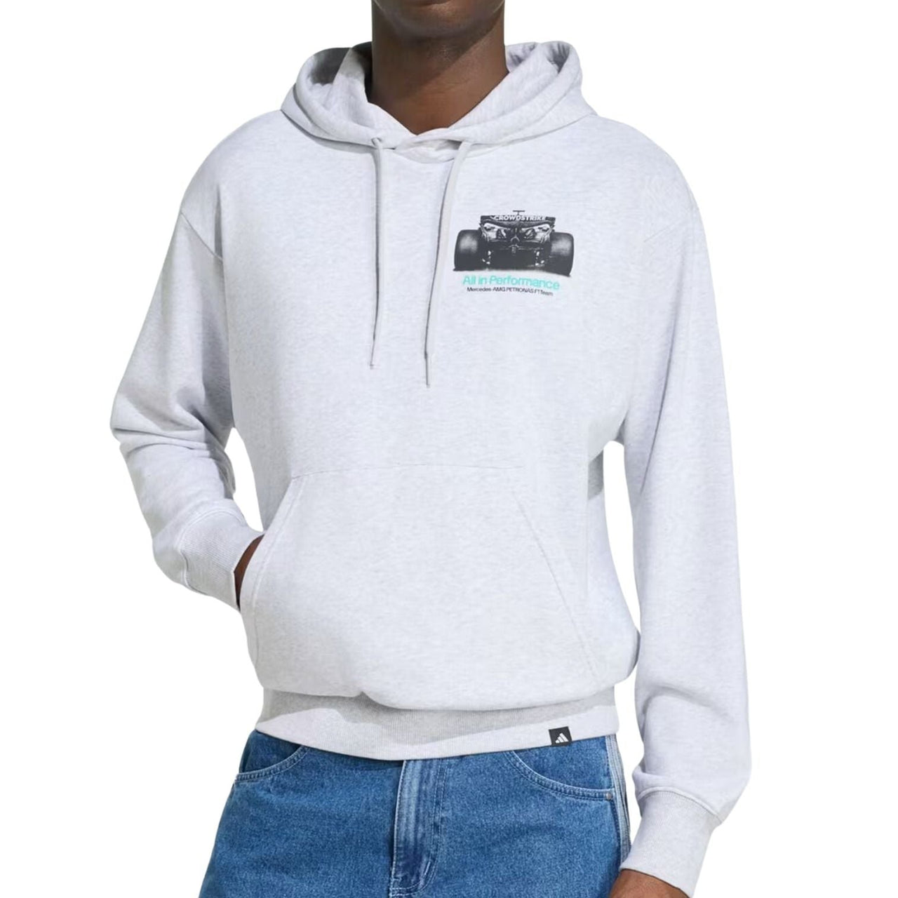 adidas x Mercedes AMG Petronas Formula 1 Team Hoodie Asia Sizing 'Light Grey Heather Semi Mint Rush' HY8003