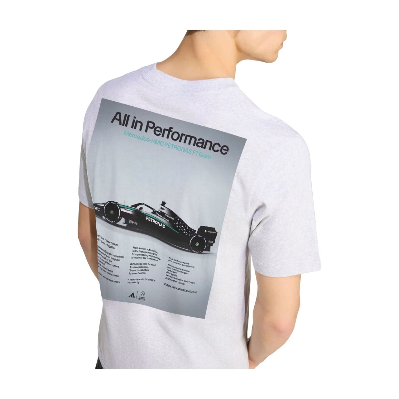 adidas x Mercedes AMG Petronas Formula 1 Team T-Shirt Asia Sizing 'Light Grey Heather Semi Mint Rush' HY8005