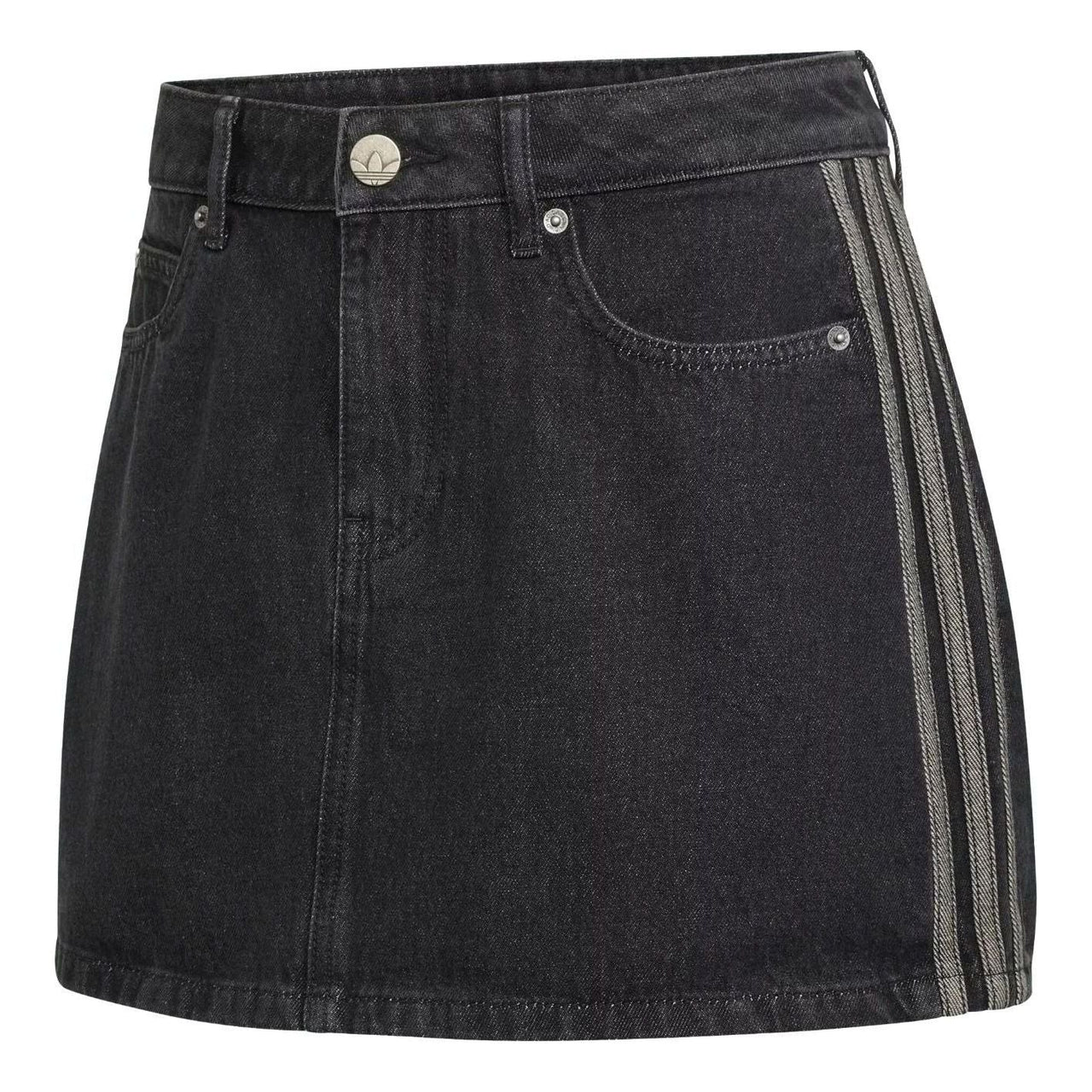 (WMNS) adidas Mid Rise Denim Skirt Asia Sizing 'True Black Denim' KQ6485