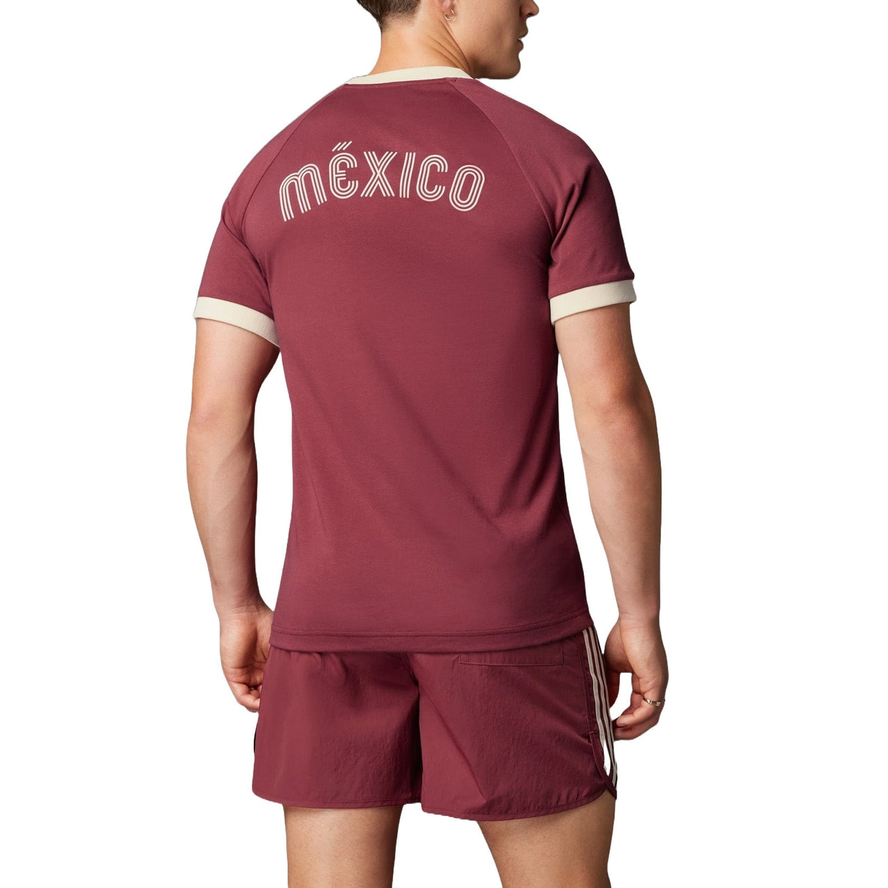 adidas Mexico Adicolor 3-Stripes Football T-Shirt Asia Sizing 'Burgundy' IU2177