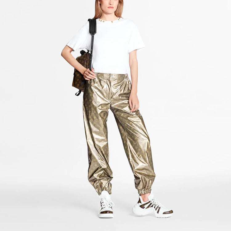 LOUIS VUITTON Knitted Sports Pants Women's Gold
