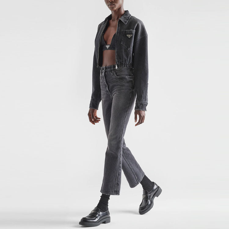 PRADA Cropped Coats Women's Dark Gray