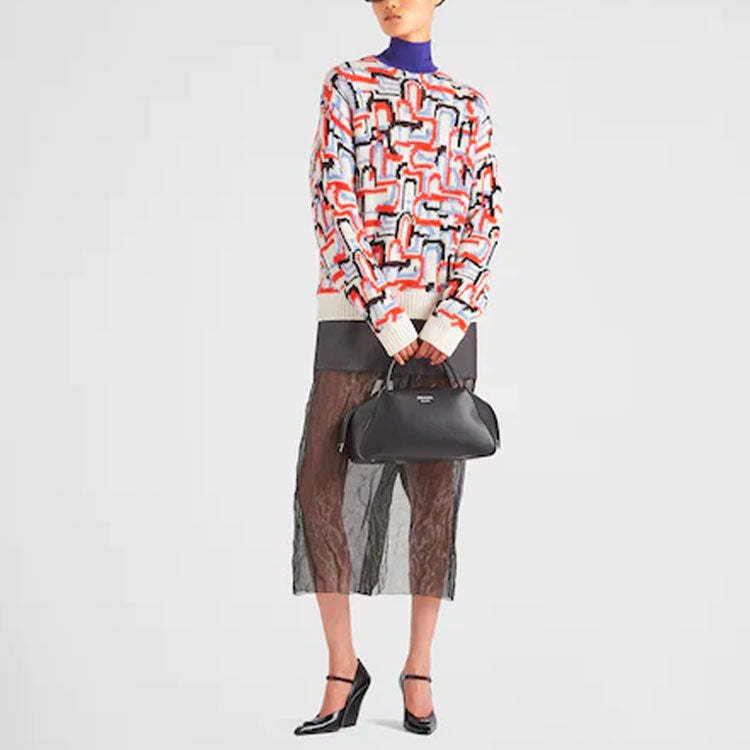 PRADA Abstract Pattern High-Neck Sweater