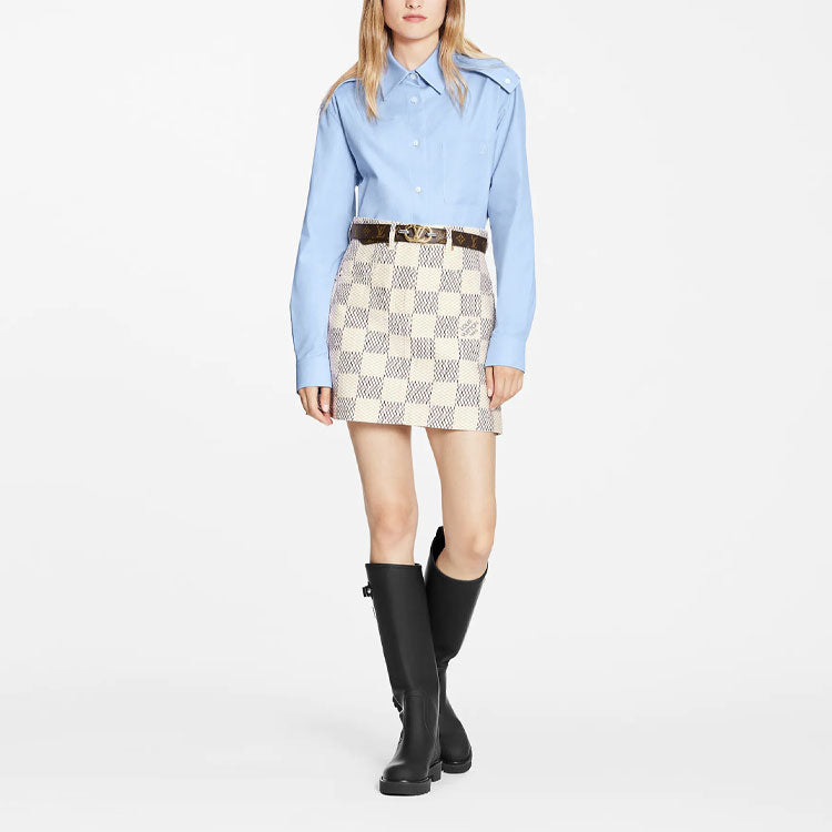 LOUIS VUITTON Damier Azur Denim A-line Mini Skirt