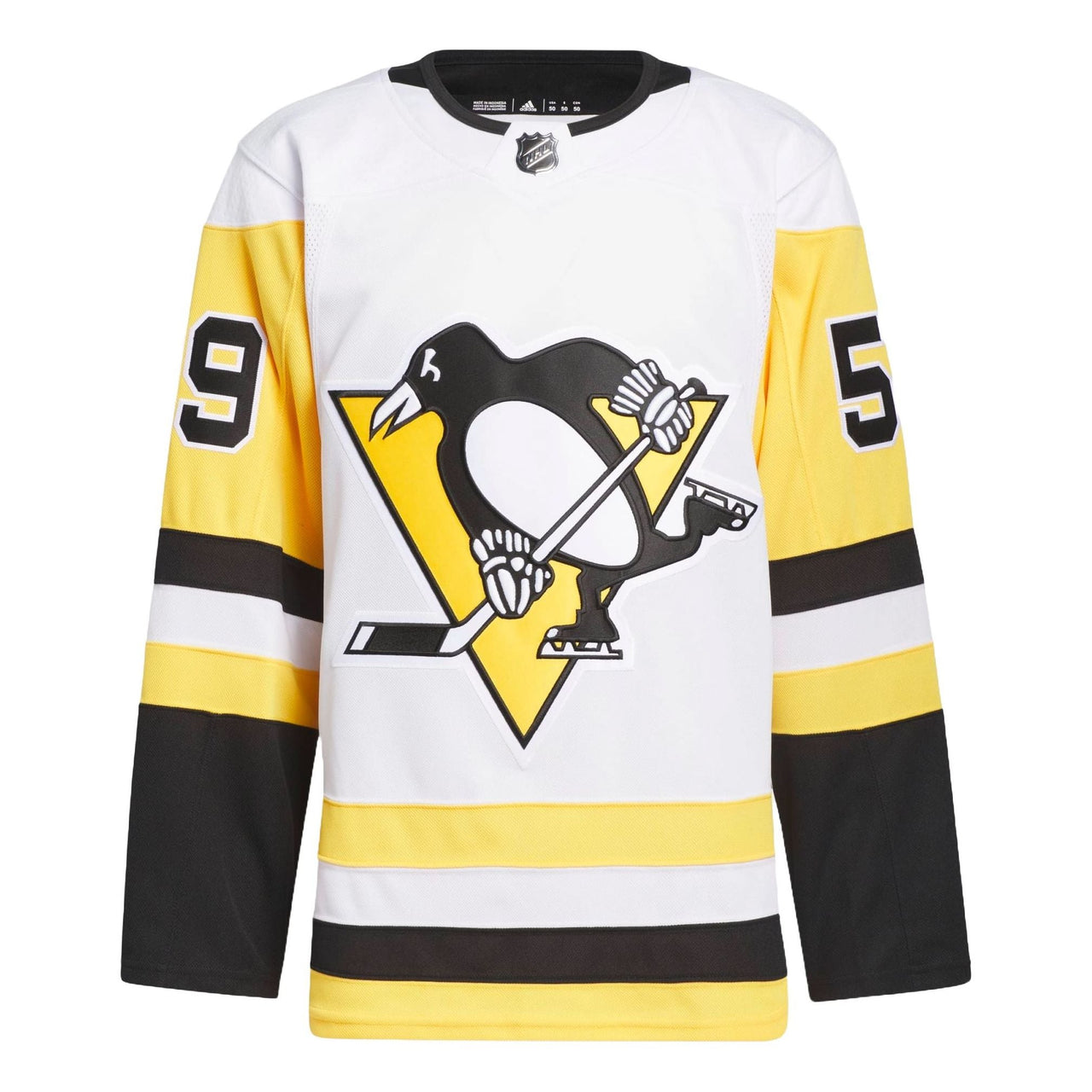 adidas Penguins Guentzel Away Authentic Hockey Jersey Asia Sizing 'White Yellow' HB6654