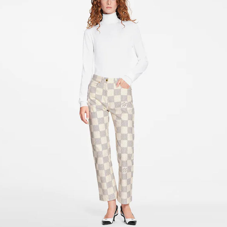 LOUIS VUITTON Damier Azur Mid-Rise Jeans