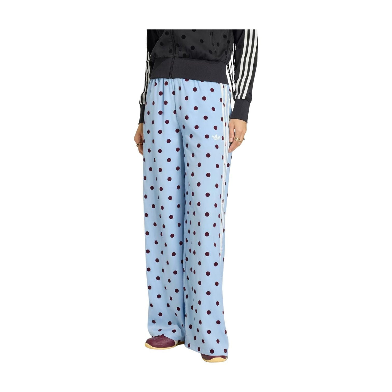 (WMNS) adidas Satin Polka Dots Wide Leg Pants Asia Sizing 'Clear Sky' KV1170