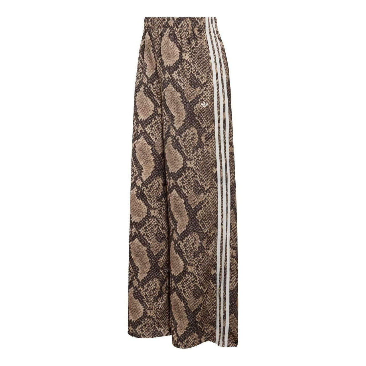 (WMNS) adidas Satin Snake Print Wide Leg Track Pant Asia Sizing 'Linen Magic Beige' KX1886