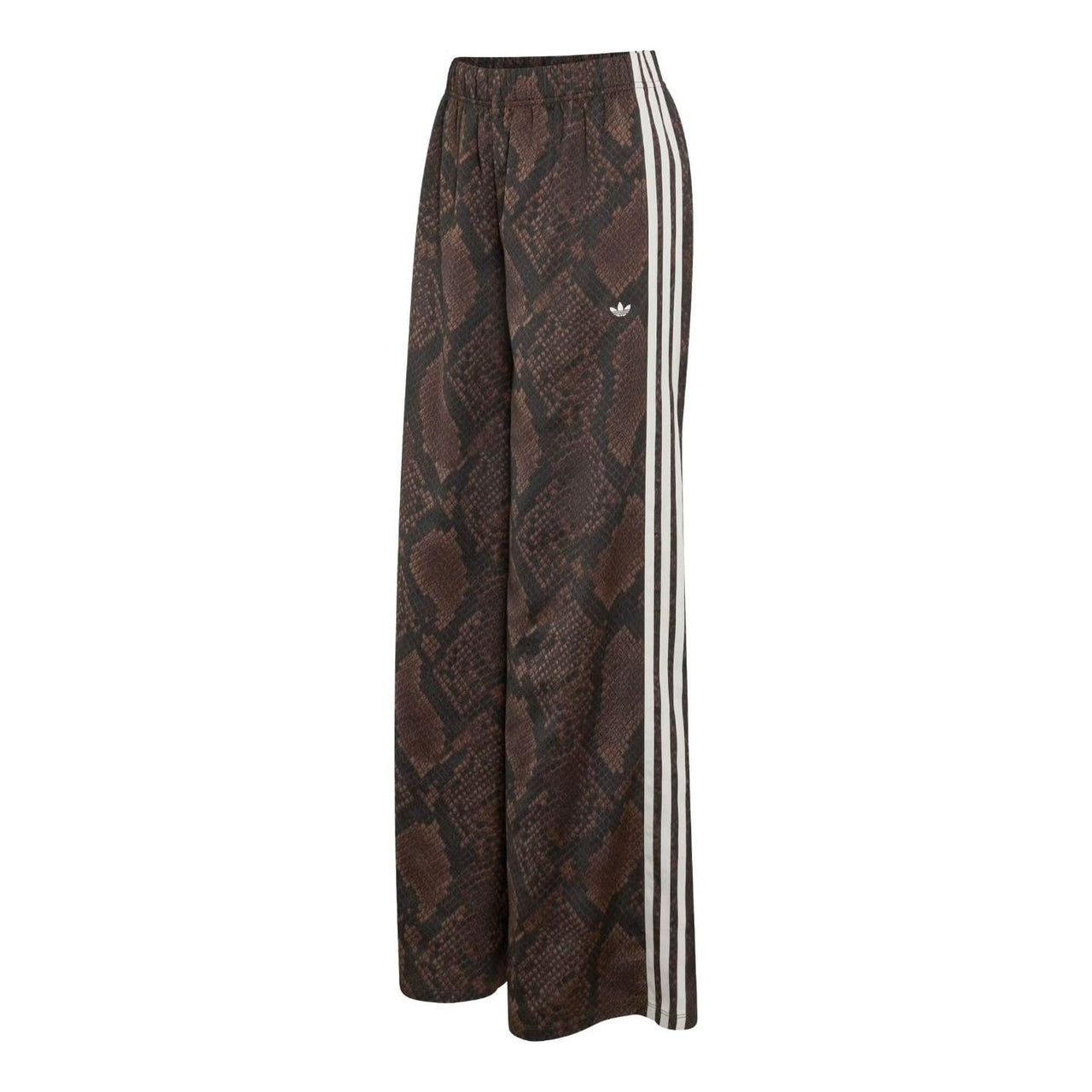 (WMNS) adidas Satin Snake Print Wide Leg Track Pant Asia Sizing 'Earth Strata Aurora Coffee' KX1887