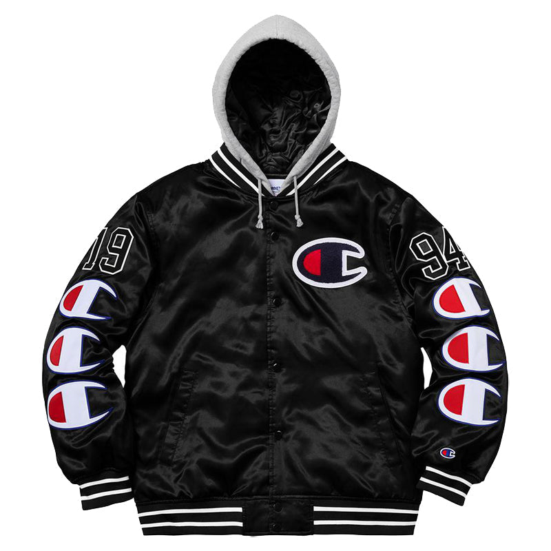 Supreme Champion Hooded Satin Varsity Jacket SP-FW18J55-BK