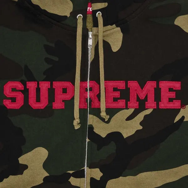 Supreme Collegiate Appliqué Zip Up Hooded Sweatshirt 'Woodland Camo' SUP-FW25-086-CAMO