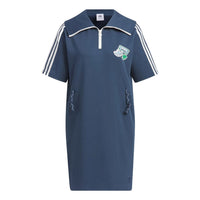 (WMNS) adidas Summer Holiday Graphic Play Knit Dress Asia Sizing 'Navy' IW6305