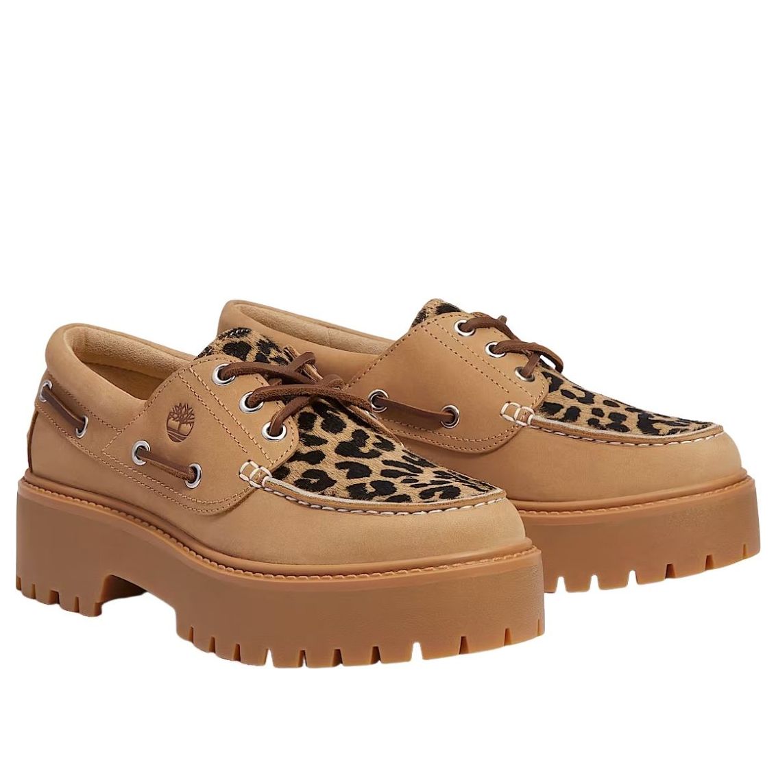 (WMNS) Timberland Stone Street Boat Platform 'Beige Leopard' TB0A2GVFEN31