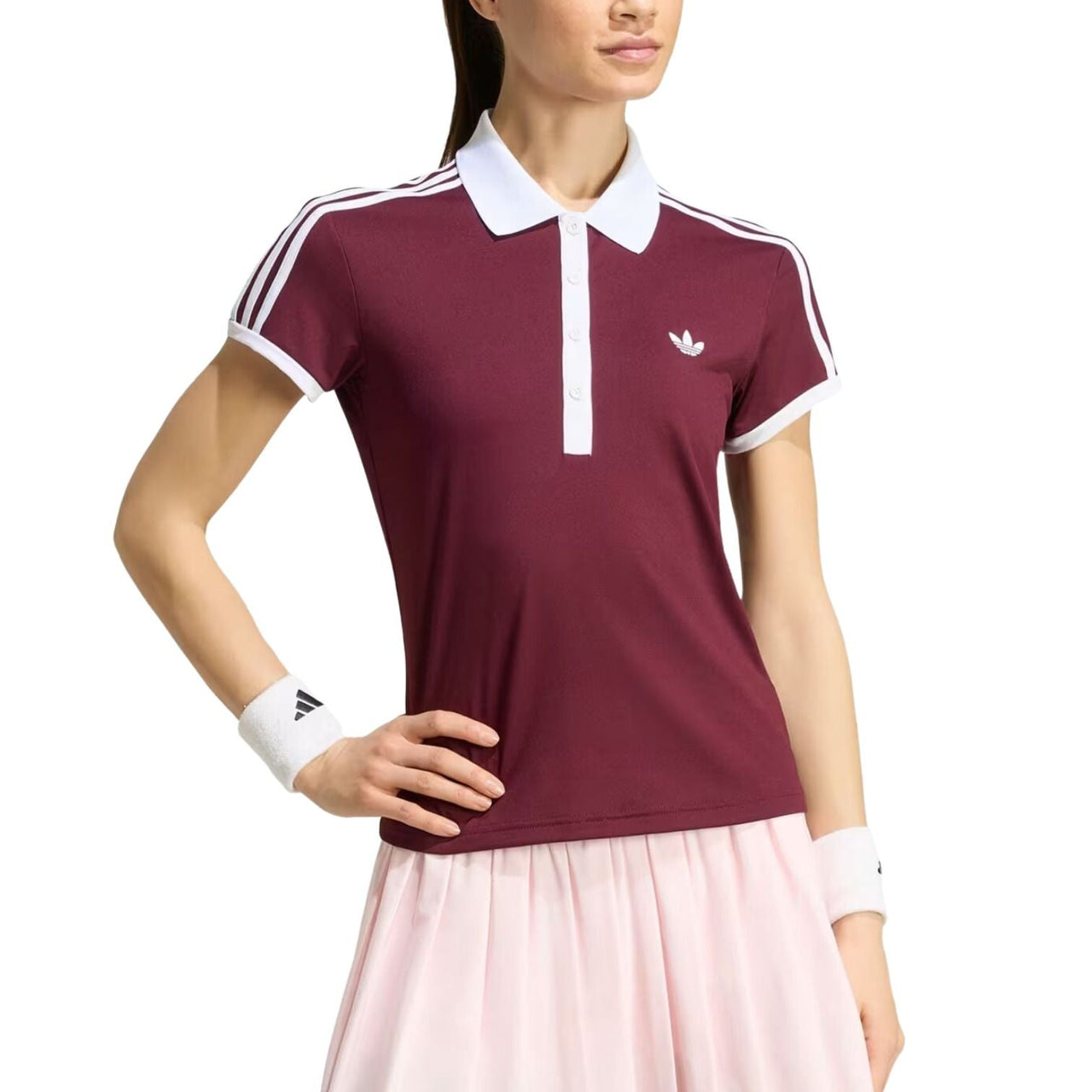 (WMNS) adidas Tennis Classic Polo Shirt Asia Sizing 'Maroon' KY8891