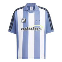 adidas Trefoil Logo Play Football Graphic Polo Shirt Asia Sizing 'Blue White' IW6308