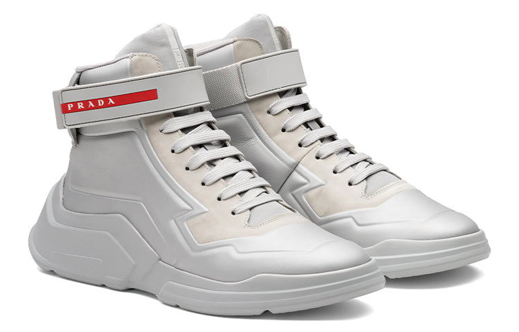 PRADA Chunky Sneakers Men High Top Silver