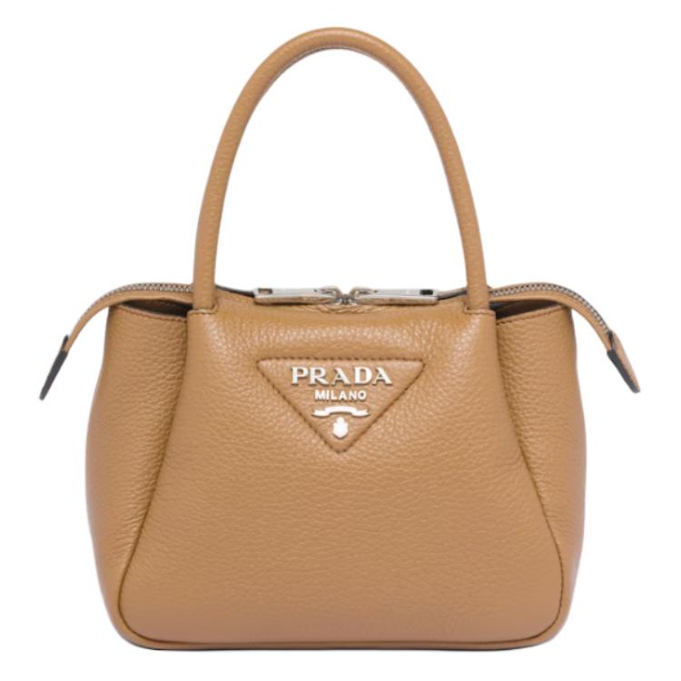 PRADA Calfskin One Shoulder Handbags Mini Women's Caramel