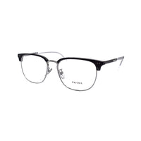 PRADA Plate And Metal Browline Optical Glasses Men's Black Silver