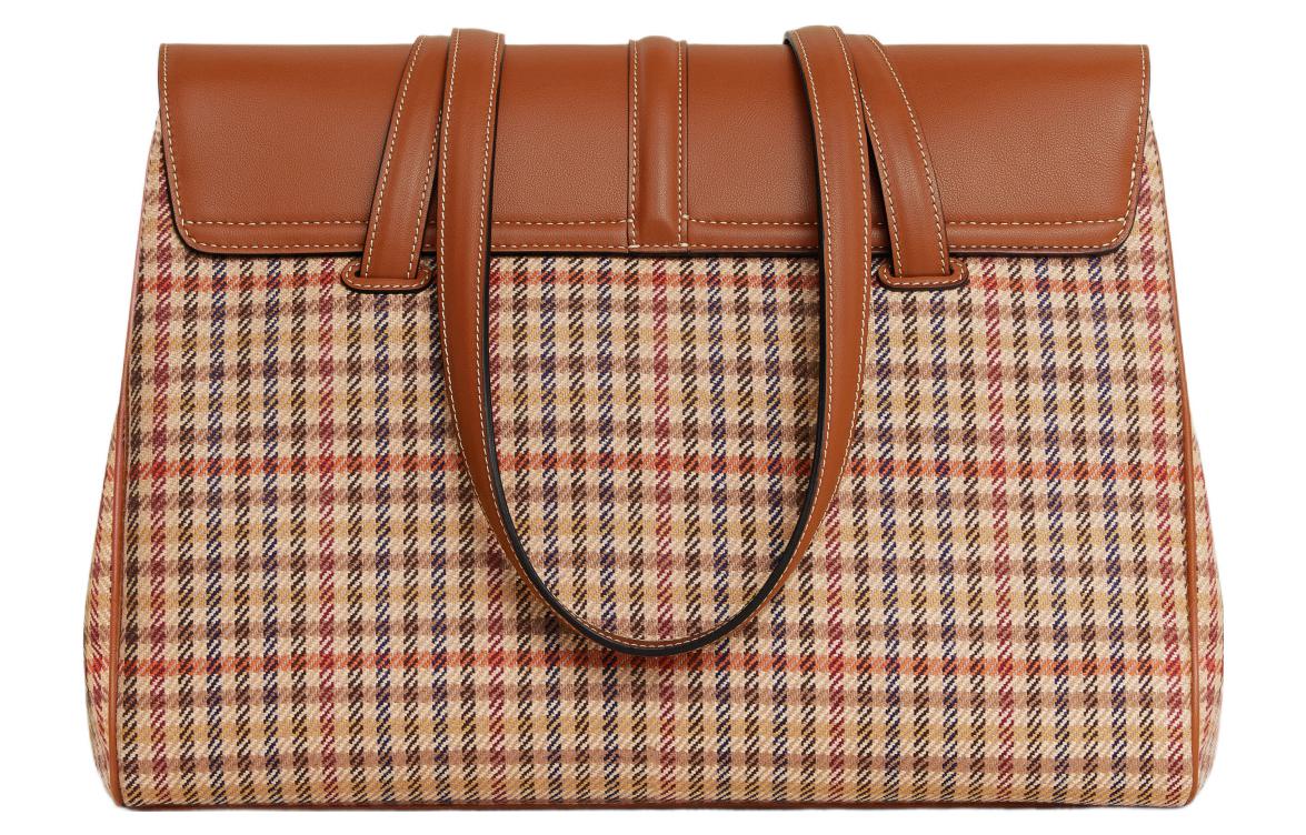 CELINE 16 Fabric Cow Leather Patchwork Binding One Shoulder Handbags Medium Size Women's Multicolor
