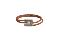 HERMES Calfskin Bracelets Men's Silver