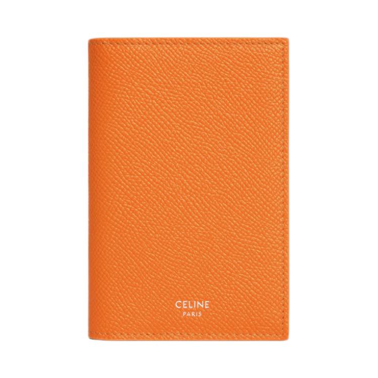 CELINE Calfskin Card Holder Unisex Orange