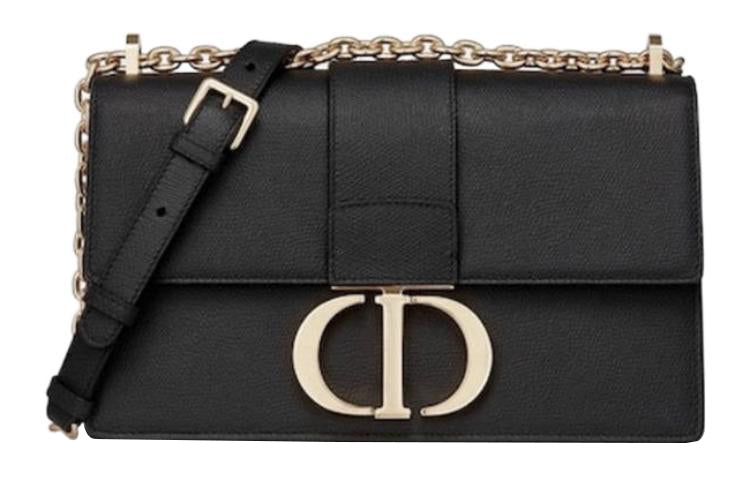 DIOR 30 Montaigne Embossed Grain Texture Cow Leather Monsta Bag Box Bag Shoulder Bag Crossbody Bag Women's Black