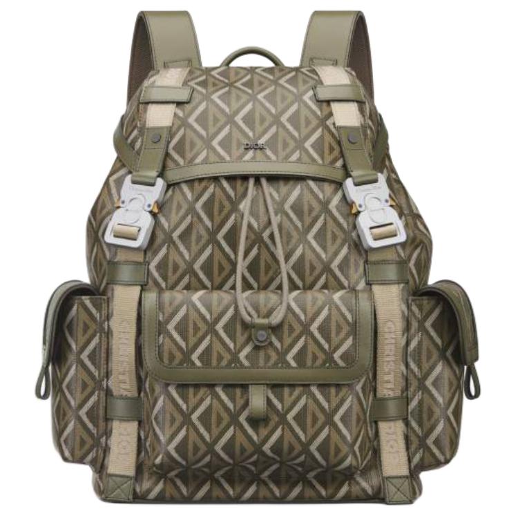 DIOR Hit The Road Cotton Patchwork With Cow Leather Backpack Medium Size Men's Green
