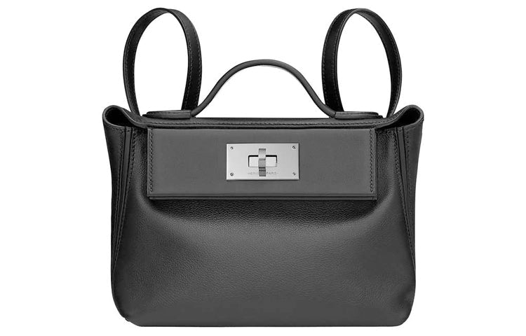HERMES 24/24 Swift Calfskin Handbag Shoulder Bag Crossbody Bag Fanny Pack Mini Women's Black