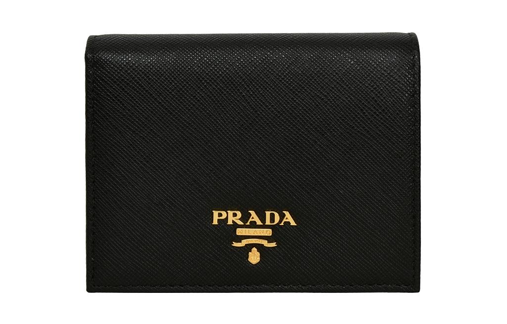 PRADA Calfskin Wallet Small Size Women's Black