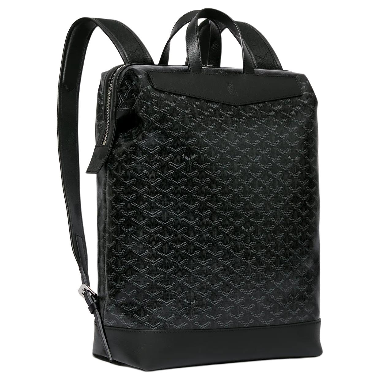 GOYARD Cisalpin Canvas With Calfskin Backpack Unisex Pitch Black