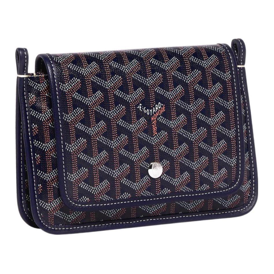 GOYARD Plumet Canvas With Leather Envelope Bag, Crossbody Bag, Shoulder Bag Unisex Dark Blue & Light Pink Small Heart