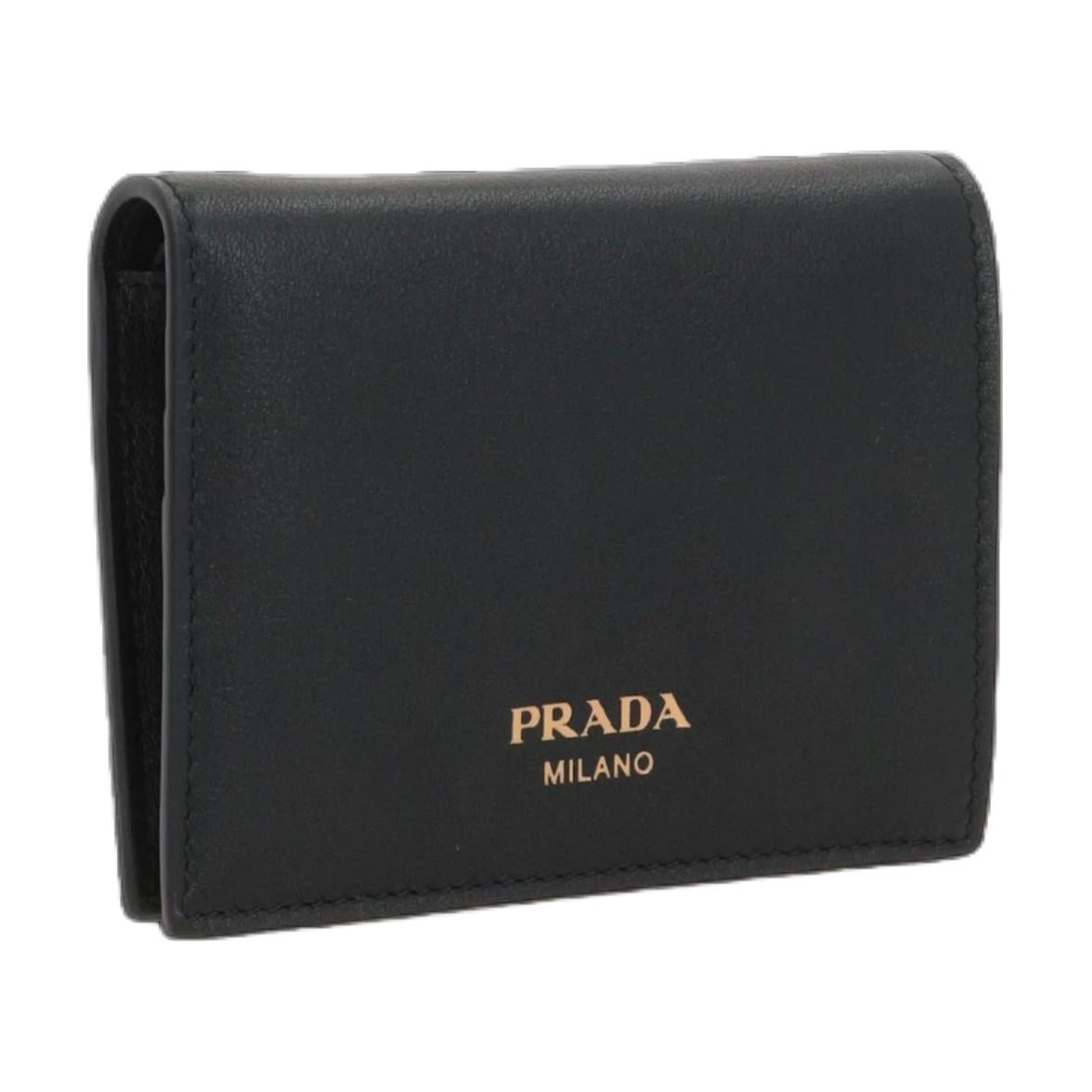 PRADA Calfskin Wallet Women's Black
