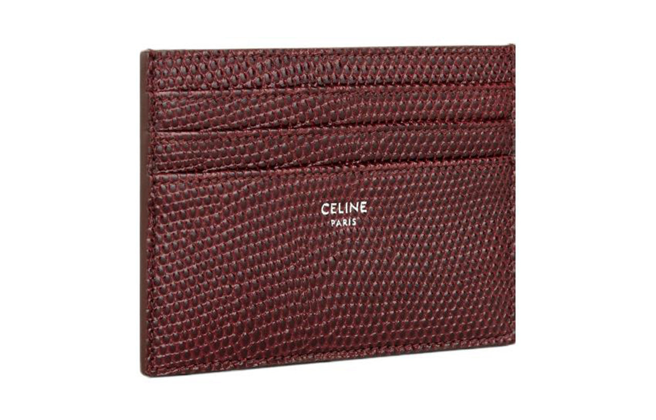 CELINE Cow Leather Card Holder Large Size Men's Burgundy Red