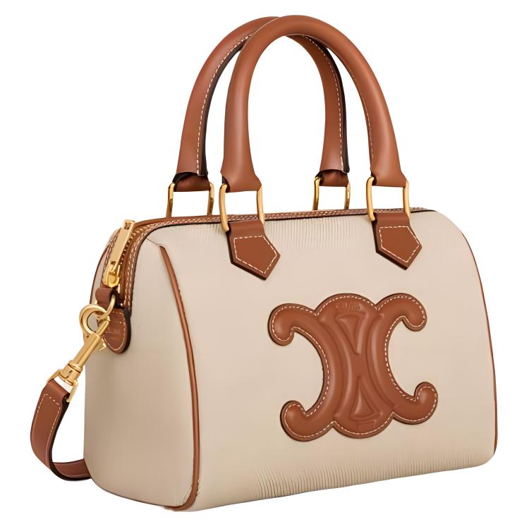 CELINE Fabric With Calfskin Handbag Women's Tan