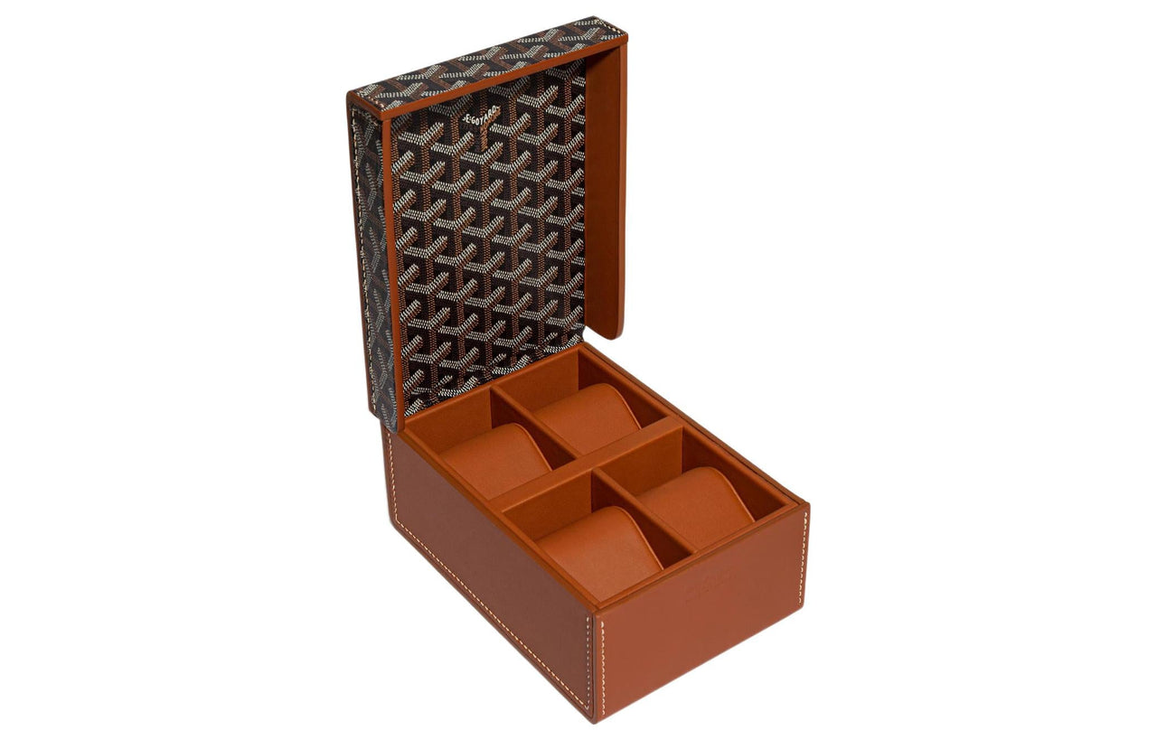 GOYARD MONTRES Canvas With Leather Storage Boxes Men's Black/Brown