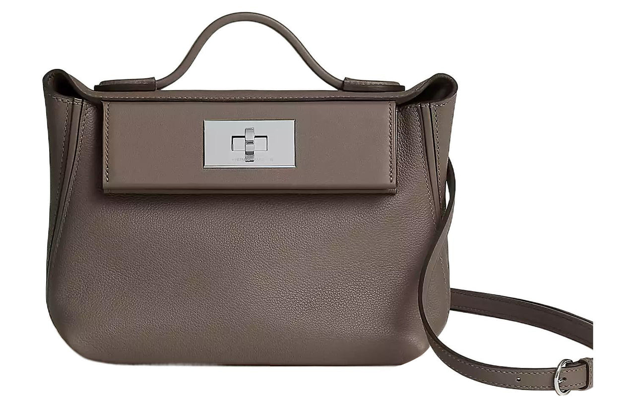 HERMES 24/24 Evercolor With Swift Calfskin Handbag Shoulder Bag Crossbody Bag Mini Women's Tin Gray